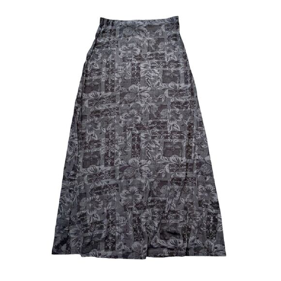 VTG 90s Black Floral Fairy Grunge Button Slit Front Maxi Skirt Medium - Picture 13 of 13